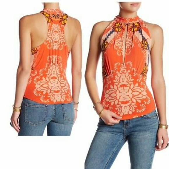 **SOLD** free people cherry on printed top - Picture 2 of 3